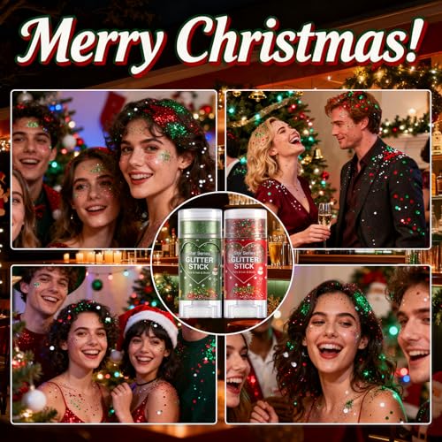 Christmas Body Glitter Stick,Face Hair Glitter for Kids Women Makeup,Waterproof Christmas Hair Accessories,Singer Concert ...