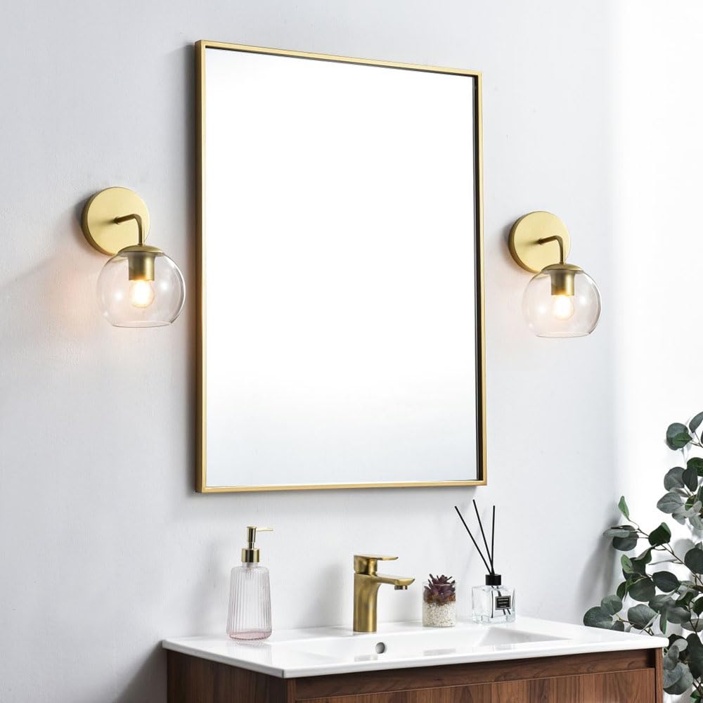 Living District 1-Light Bath Sconce, Iron & Glass, Black/Clear, Model Ld7321W6Blk