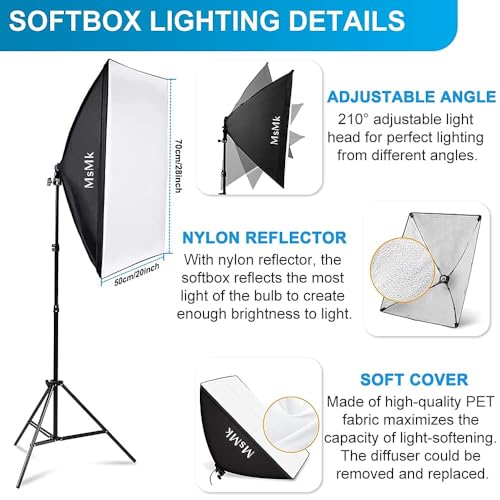[Upgraded LED Bulb] Photography Lighting Kit 8.5x10ft Backdrop Support System and LED Softbox Set, 6400K Bulbs, Umbrella, ...