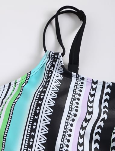 ZAFUL Two Piece Tankini Swimsuit for Women Tummy Control Bathing Suit with Boy Shorts Blouson Swimwear