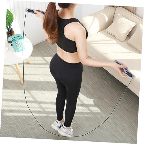 KOMBIUDA Electronic Counting Jump Rope with Weighted Steel Wire Cable, Black Smart Fitness Skipping Rope for Workout Train...