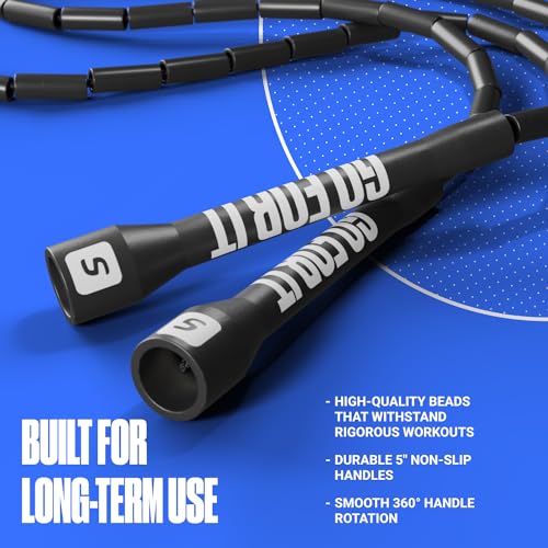 Sportbit Elite Beaded Jump Rope – Adjustable for Kids & Adults, Durable Fitness Skipping Rope for Cardio, Gym, Home & Outd...