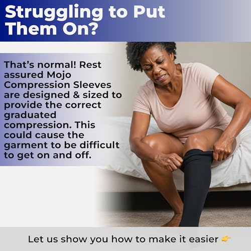 Mojo Compression Socks - 20-30mmHg Graduated Support Thigh-Hi Leg Sleeves with Grip Top - 10 Sizes, 5 Colors - Reduces Swe...