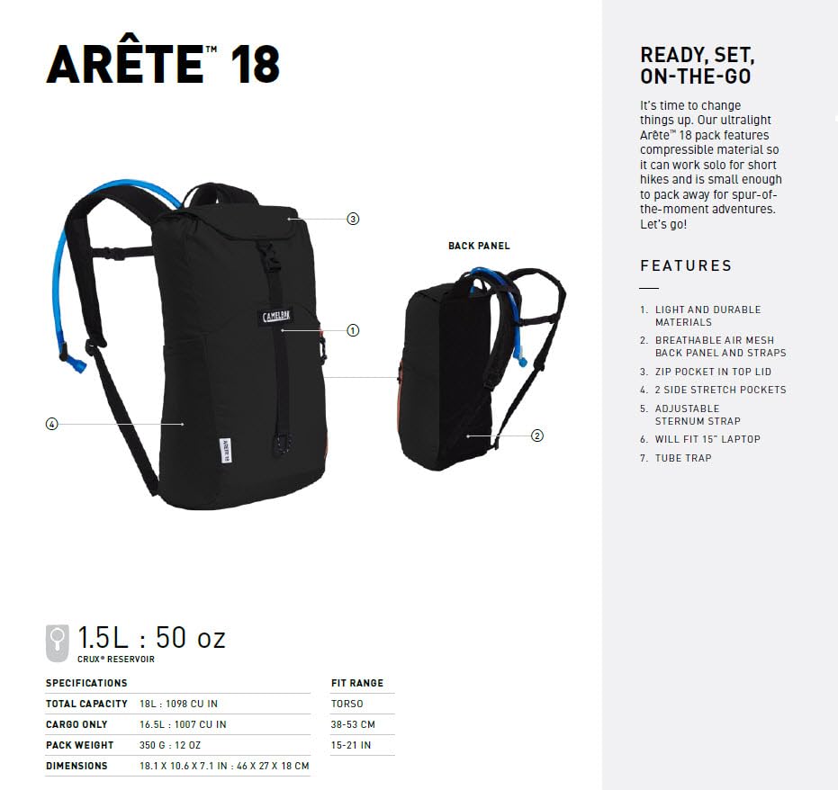 CamelBak Arete 18 Hiking Hydration Backpack 50oz