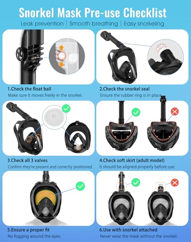 Greatever G2 Full Face Snorkel Mask with Latest Dry Top System,Foldable 180 Degree Panoramic View Snorkeling Mask with Cam...