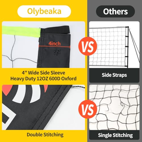 32ft Regulation Size Portable Outdoor Volleyball Net Set System for Backyard Beach with Height Adjustable Poles, PU Volley...
