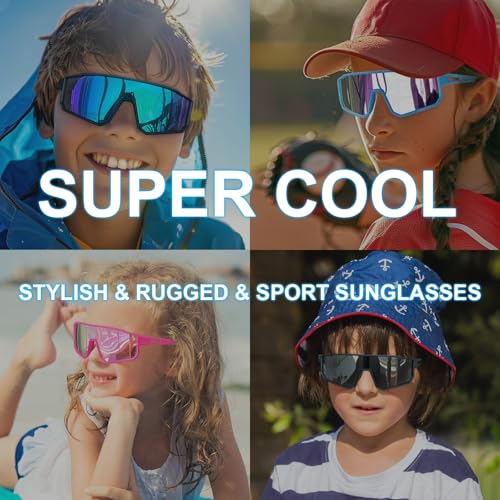 CMBJJU 3PACK Kids Sunglasses for 6-14 Boys Girls, Youth Baseball and Cycling UV400 Protection Goggles