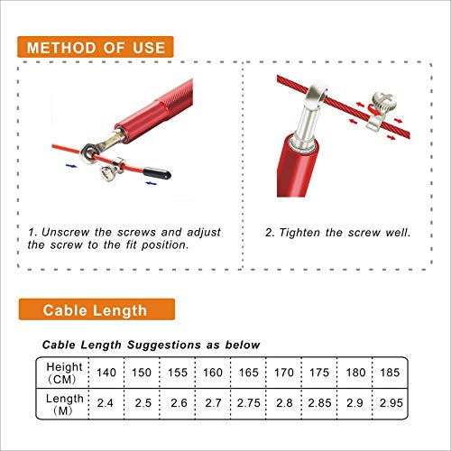 Speed Jump Rope - 360° Swivel Ball Bearing - Adjustable steel coated rope-Aluminum Anti Skipping Handle -Fitness Training ...