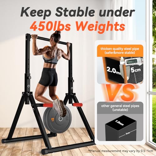 WATBKHE Power Tower Pull Up Dip Station Foldable, Pull Up Bar Station Adjustable, Multi-Function Home Gym, Strength Traini...