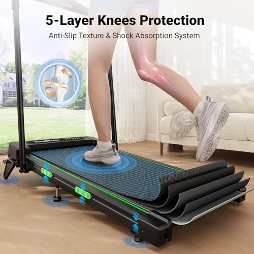 THERUN Walking Pad, 2 in 1 Foldable Treadmills for Home, 2.5HP Under Desk with Handle Bar, 16" Widened Running Belt, with ...