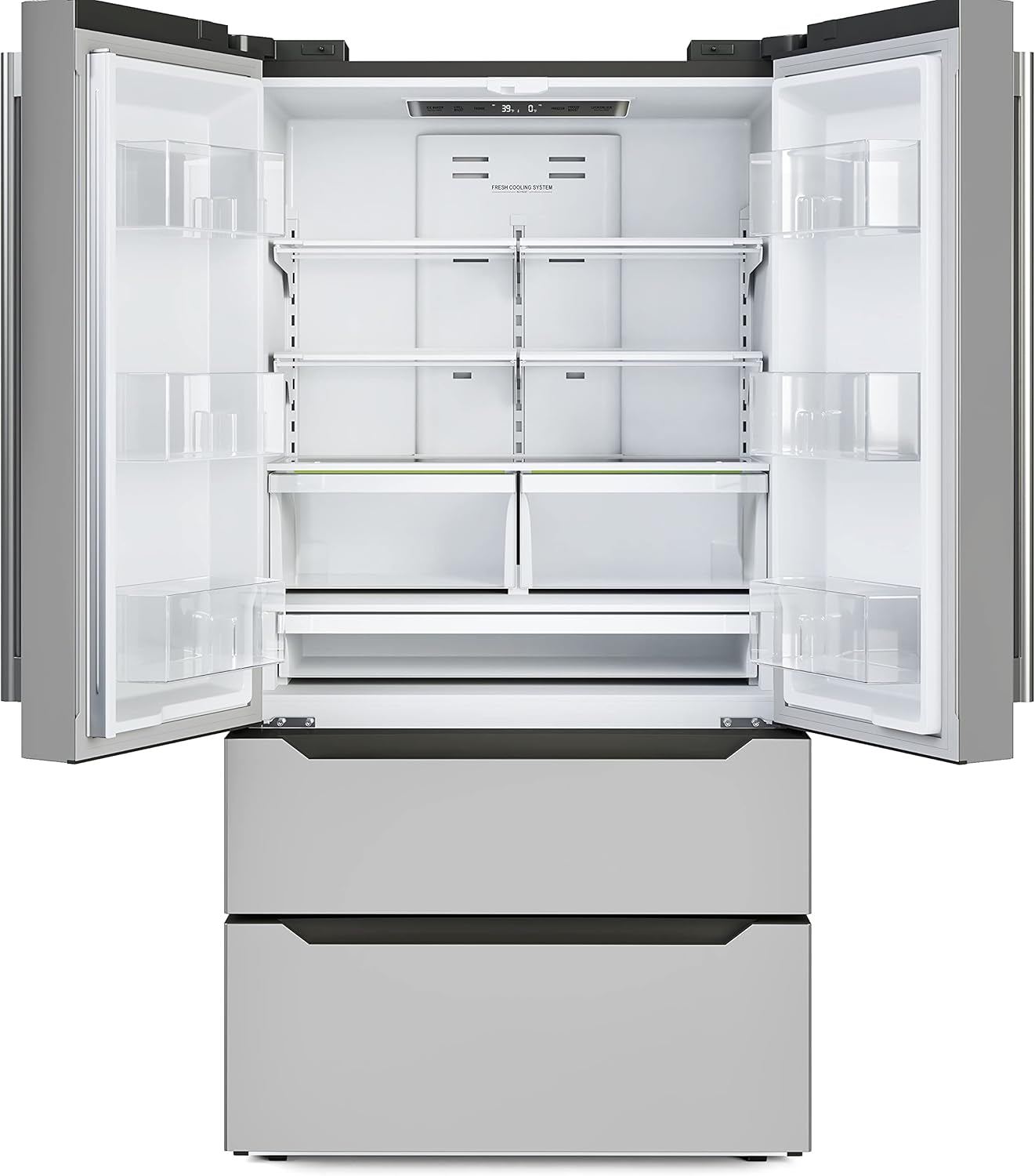 Counter Depth French Door Refrigerator with Ice Maker, 4 Door Stainless-Steel Fridge - 22.5 Cu.Ft