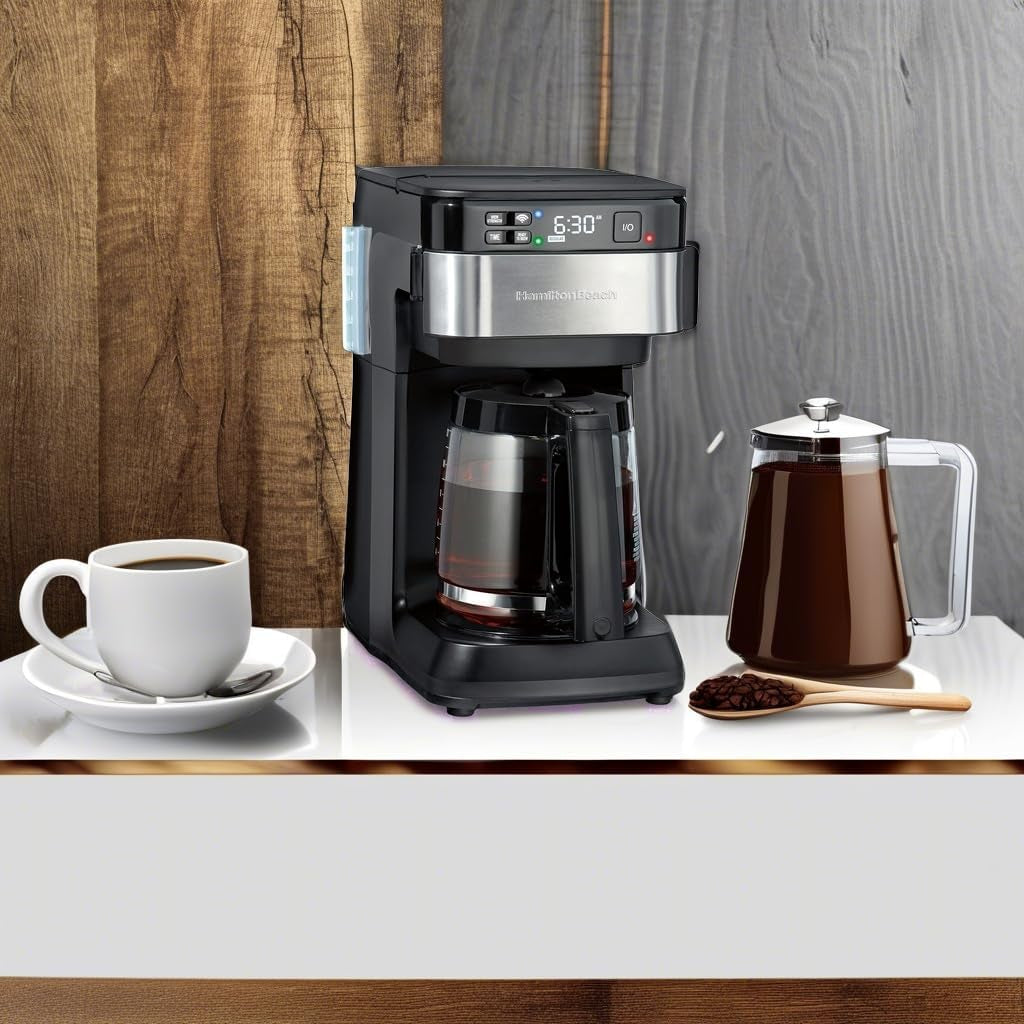 Works with Alexa Smart Coffee Maker, Programmable, 12 Cup Capacity, Black and Stainless Steel (49350R)