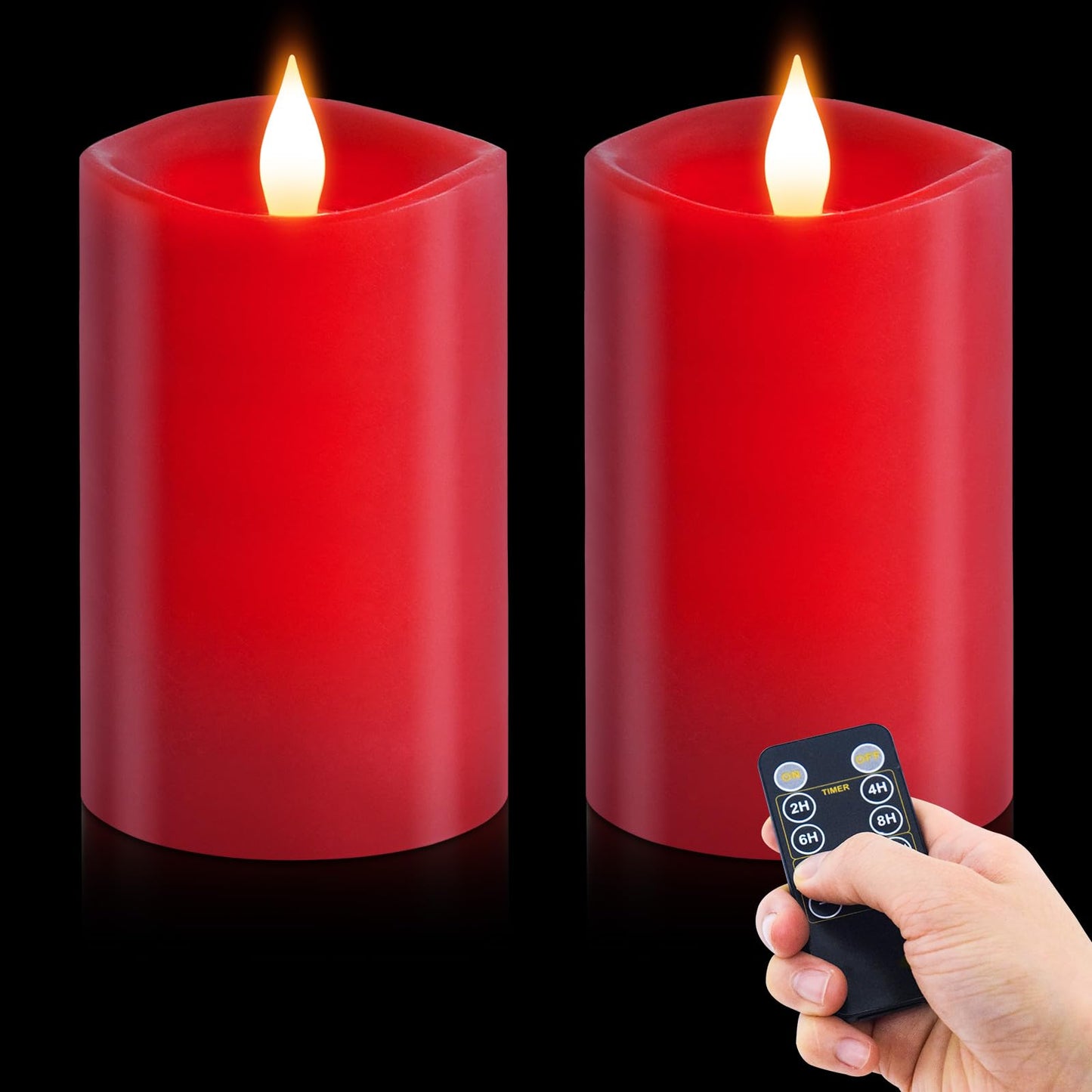 Milysoek 2Pcs, 3 X 5 Inches Flameless Candle With Remote Control, 3D Flickering Wick, Real Wax Pillar Led Candles, Battery Opera
