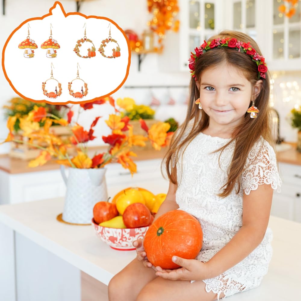 JOICEE 34 PCS Fall Thanksgiving Earrings Set,Autumn Earrings Set Pumpkin Turkey Maple Leaf Sunflower Wooden Dangle Earrings Stud