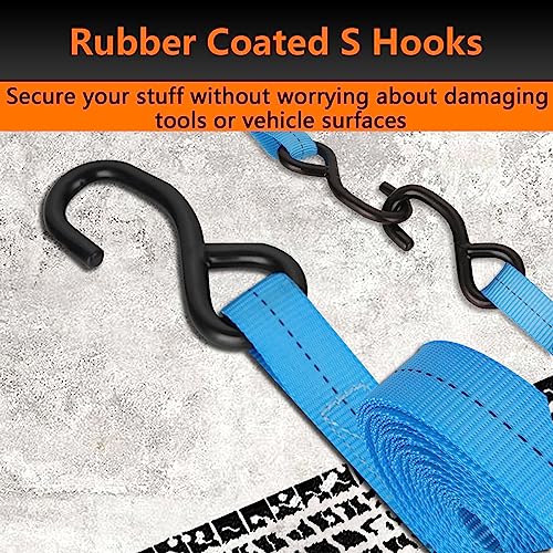 LISHINE 6 Pcs 1 Inch Heavy Duty 20ft Tie Down Straps with Hooks, 2200 LBS Break Strength, Cargo Ratchet Straps for Motorcy...