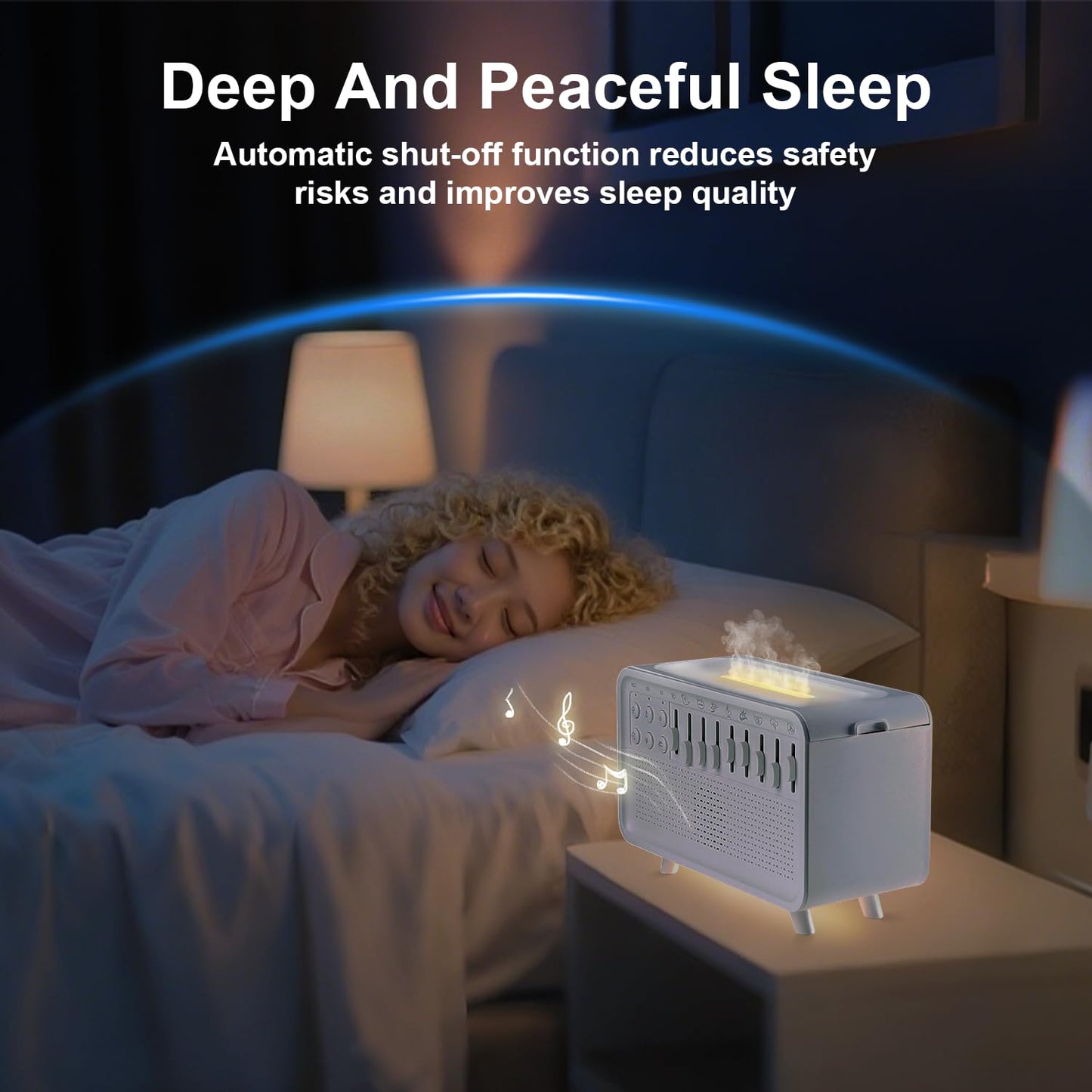 White Noise Night Light Humidifier, 3-in-1 White Noise Sound Machine Humidifier with 8 Ambient Sounds, Diffuser Sound Box Powered by USB, Sleep Sound Machine for Home Office, Timer