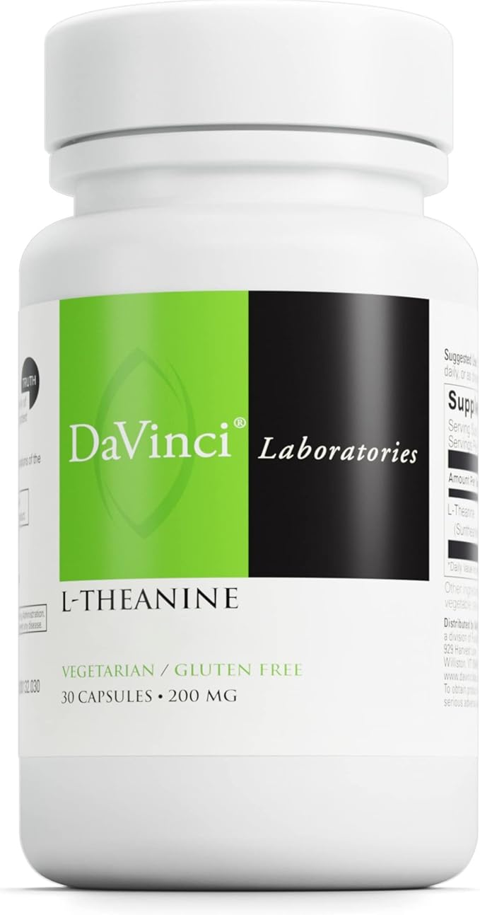 DAVINCI Labs L-Theanine - Dietary Supplement to Help with Concentration, Focus, Relaxation and Irritability* - with 200 mg L-Theanine per Serving - 30 Vegetarian Capsules