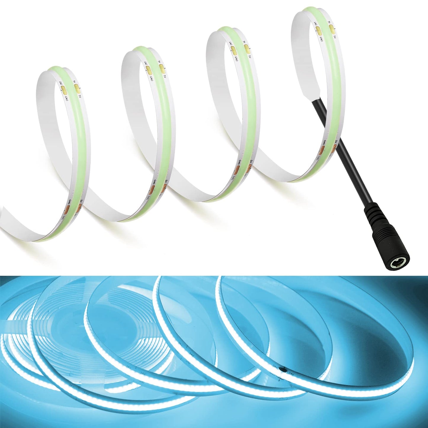 MDee COB LED Strip Lights, Iceblue, 9.84ft/3m, DC 12V, 320 LEDs/m, Flexible Tape for Indoor/Outdoor Décor