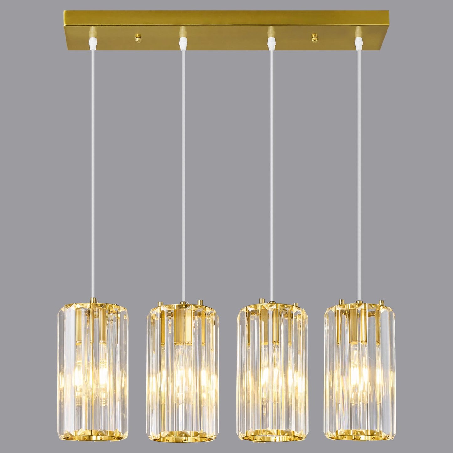 Zhllmq Gold Pendant Lighting Modern Pendant Light  Mini Crystal Chandeliers Adjustable Pendant Light Fixture For Kitchen Island Dinning Room Corridor Bedroom(Gold 4-Light)