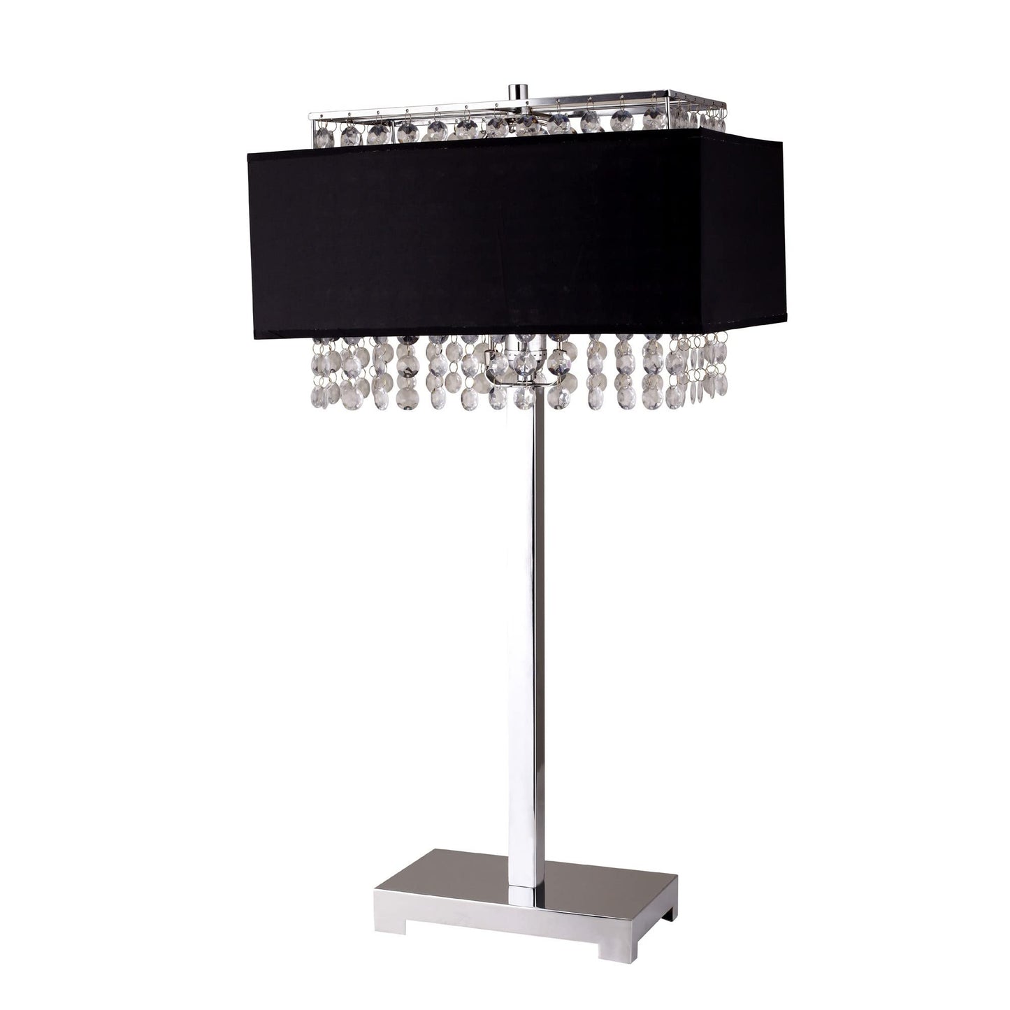 Homeroots Rectangular Table Lamp - Bling Glam Black Faux Crystal, Model 468419