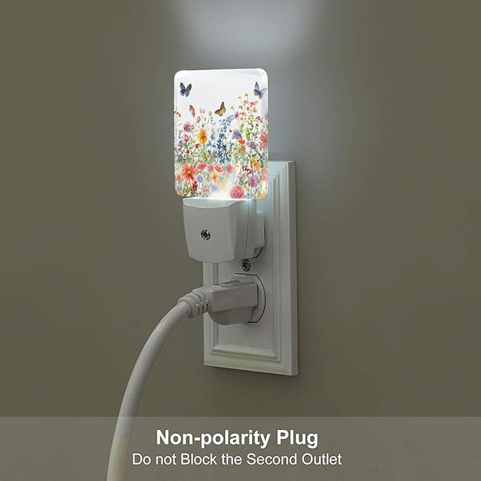 Led Night Light, Floral Plants Decorative Plug in Nightlights,with Smart Auto Dusk to Dawn Night Light for Bedroom, Kitchen, Nursery, Bathroom