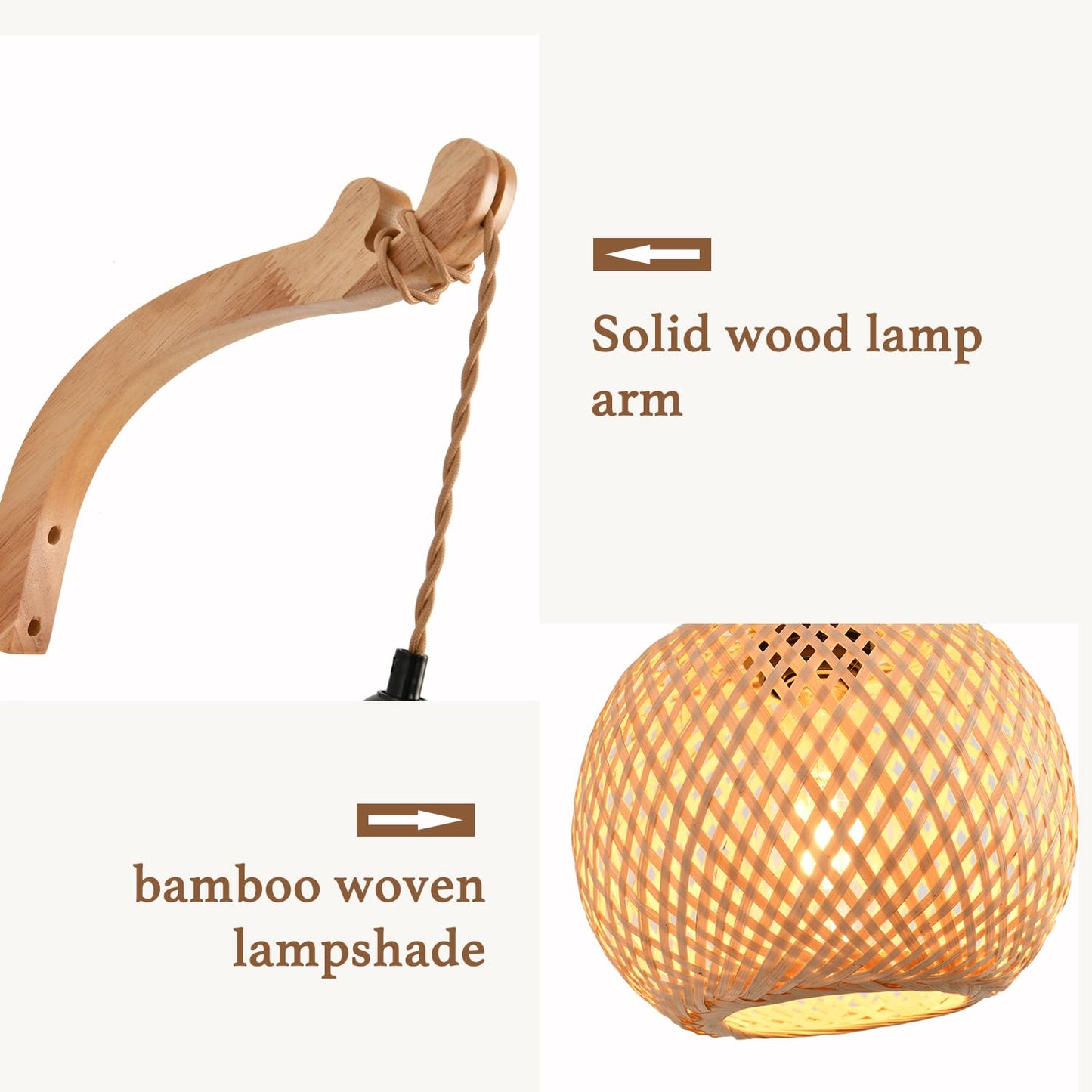 Plug In Wall Sconce Farmhouse Wicker Wall Lamp Plug In Hand Woven Rattan Wall Light Farmhouse Rustic Boho Sconces Wall Lighting For Living Room Bedroom