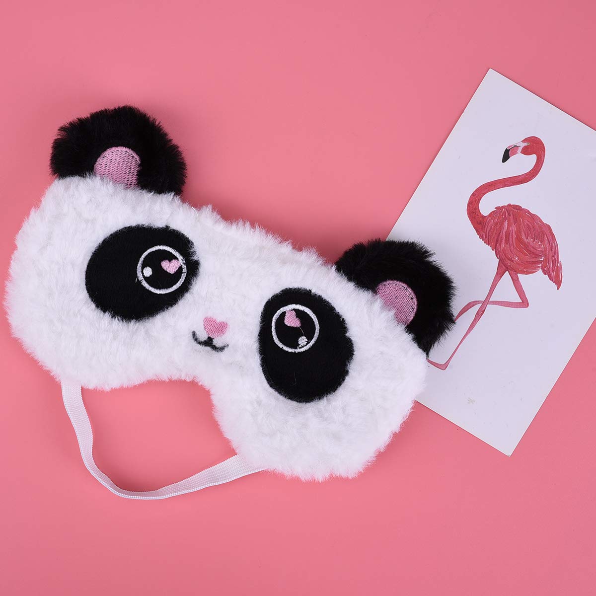 Ulbemoll Cute Panda Sleeping Mask, Soft Fluffy Plush Blindfold Funny Novelty Animal Sleep Mask Eye Cover Eyeshade for Kids Girls Boys Women Men Night Nap Travel Meditation (Black & White, Panda)