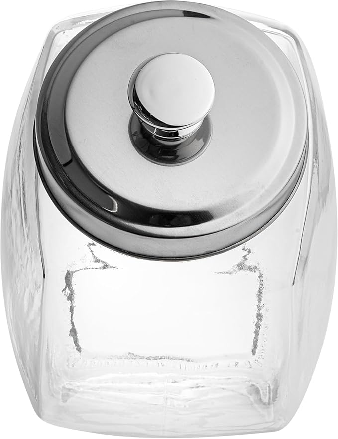 Restaurantware Vetri 0.5 Gallon Penny Jar 1 Durable Candy Jar - With Wide Spout Chrome Lid Clear Glass Cookie Jars For Kitchen Counter Dishwashable