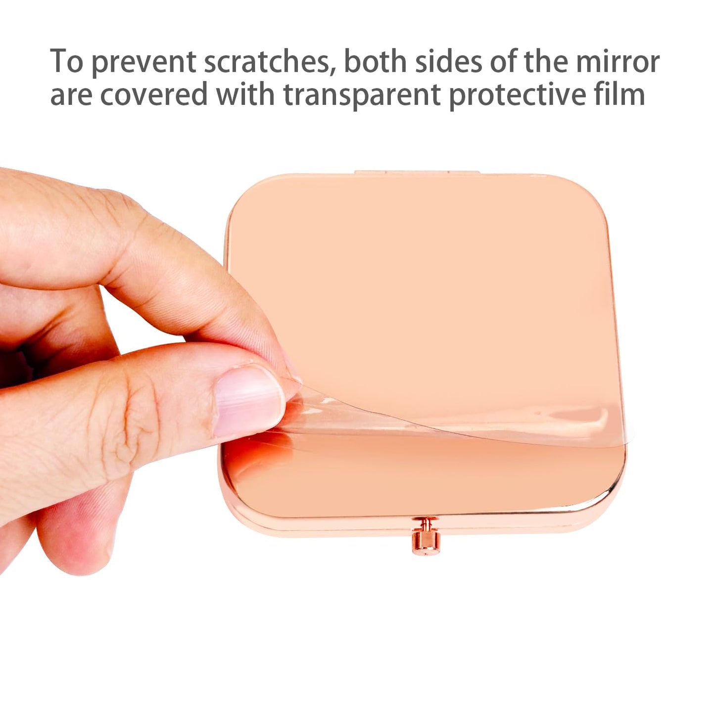 PDOZV Small Compact Mirror, Rosegold Square 2.8     2.8    Metal Frame Smooth Style Double Sided Mini Magnifying 1X/2X Mirror fo