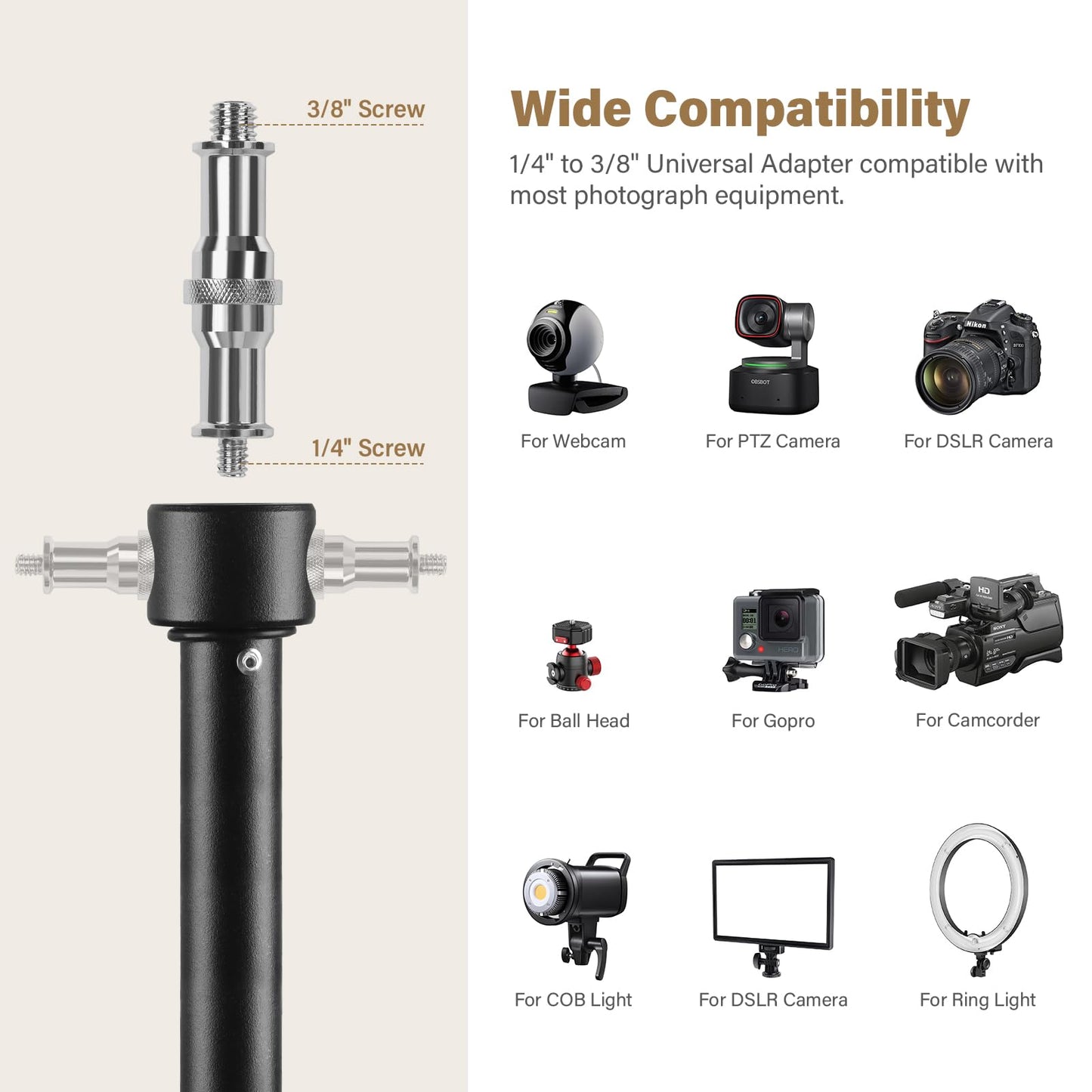 16.4' Heavy Duty Extreme Tall Video Camera Sports Tripod Stand, Sdfghj 16.4ft/500cm Sky High Tripod Light Stand with 1/4"& 3/8" Screw Adapter, Non-Slip Feet Wind Resistant, for Soccer/Basketball Games