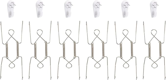 uxcell 6 Pieces Plate Hanger, 6 Inch Stainless Steel Invisible Wall Plate Hangers with 6Pcs Wall Hooks for Decorative Plates, Silver