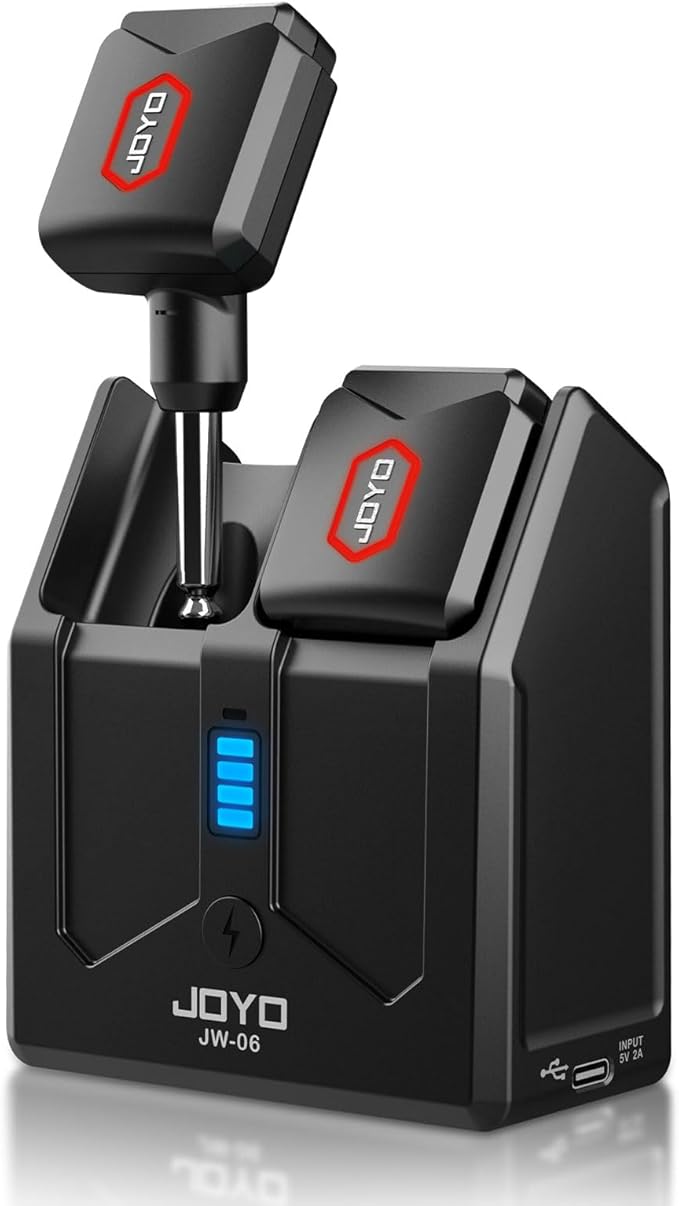 JOYO Wireless Guitar System 5.8GHz Wireless Guitar Transmitter Receiver with Charging Box 4 Signal Channel for Guitar Bass...