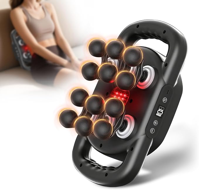 12-Head Massage Gun Deep Tissue, Electric Massager Tool with 9 Levels & 9 Modes, Cordless Back/Neck/Foot/Arm/Body/Leg/Shou...