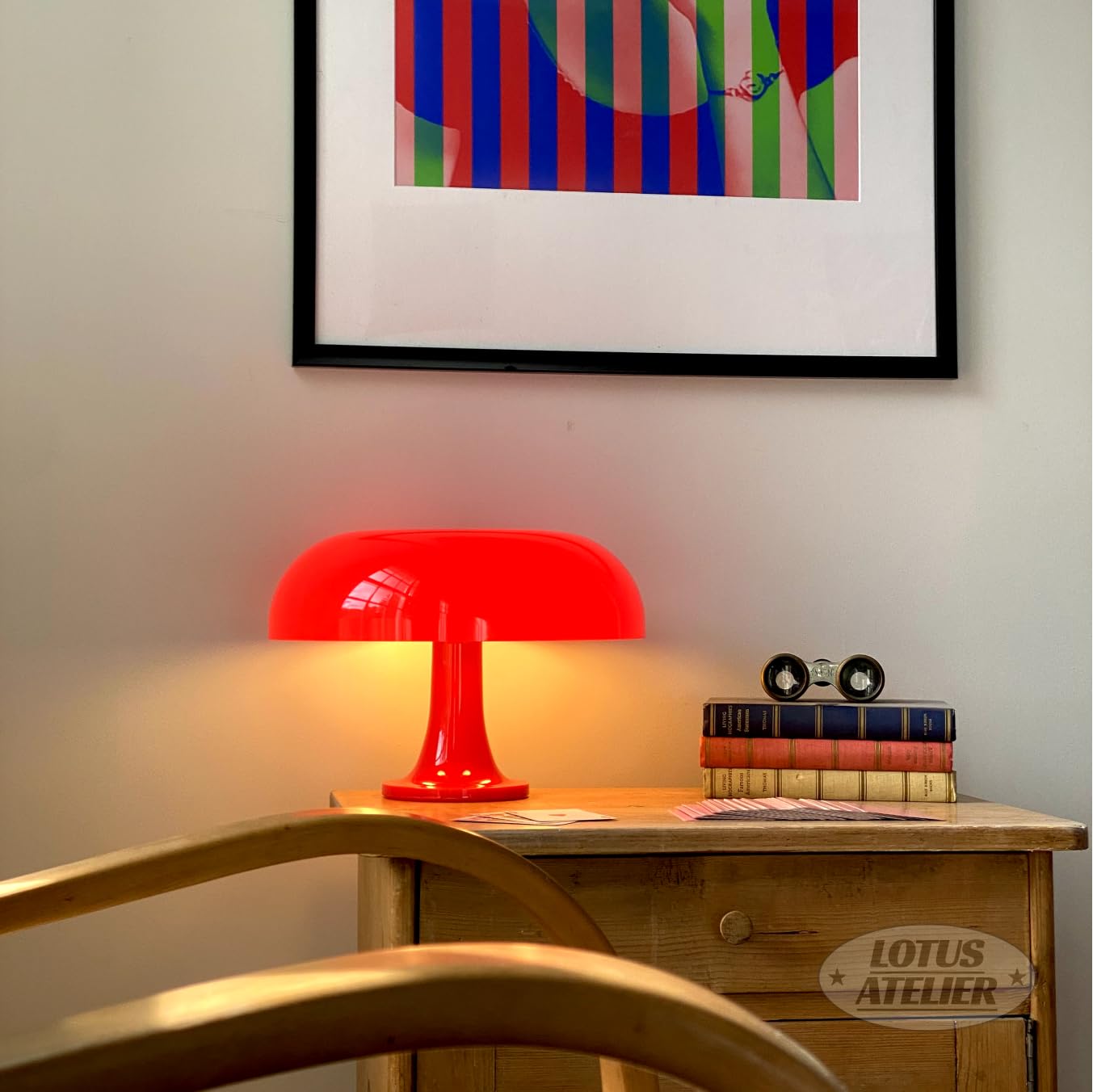 Lotus Atelier Red Mushroom Lamp For Room Aesthetic Modern Lighting For Bedroom Mid Century Lamp | Cool Retro Living Room Decor | Table Lamp Mushroom Light Home Decor Mcm (Red)
