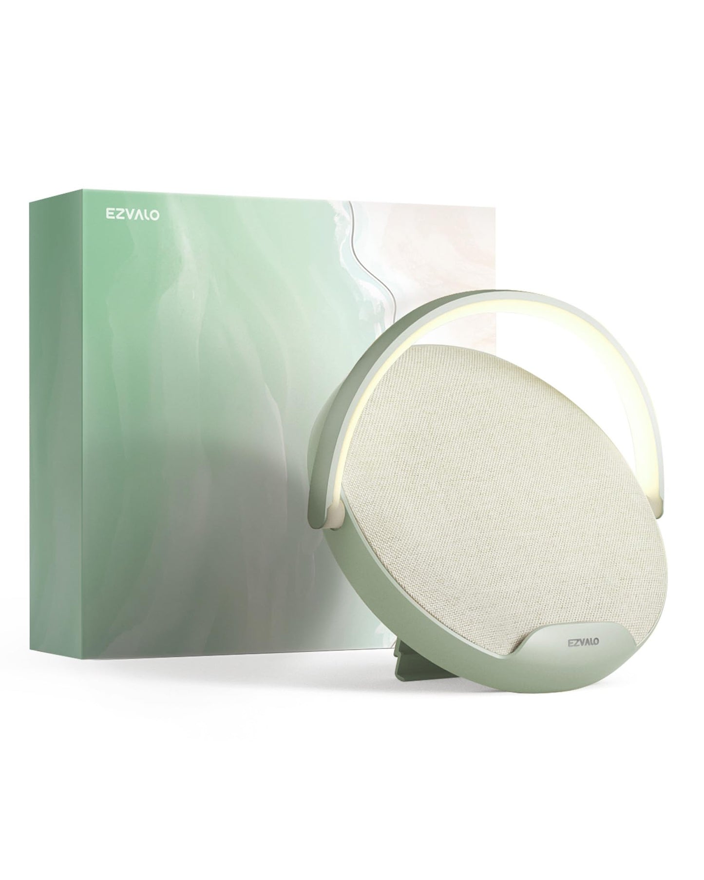EZVALO Bedside Lamp with Wireless Charger, Dimmable LED Night Light, Bluetooth Speaker, Jasmine Green