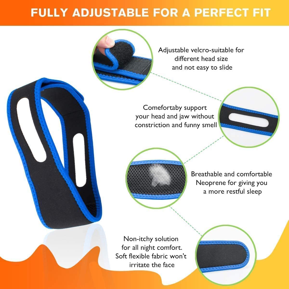 2025 Model Anti Snoring Chin Strap, Stop Snoring Chin Straps for CPAP Users, Jaw Strap for Sleeping,Chin Straps to Keep Mouth Closed for Sleeping Better, Cpap Chin Strap for Sleep for Men-Women