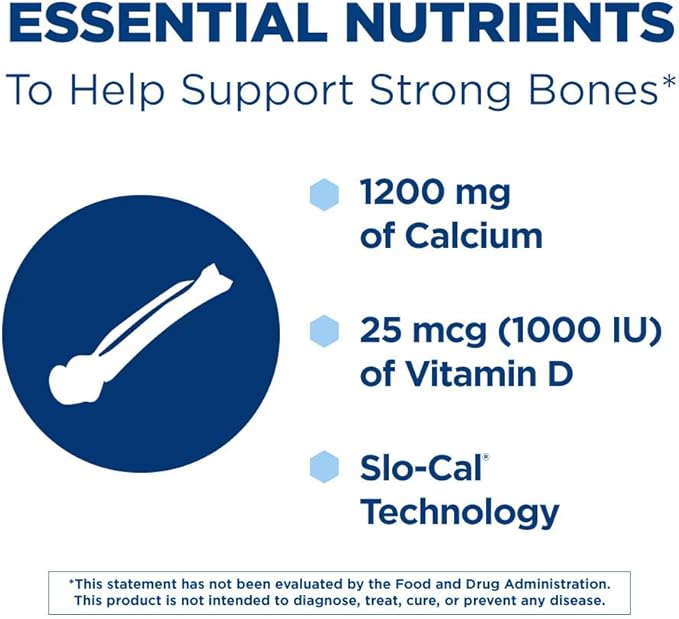 Citracal Slow Release 1200, 1200 mg Calcium Citrate with Vitamin D (1000 IU), Vitamin D3, Bone Health Support, Calcium Supplement for Ages 12+, 185 Count