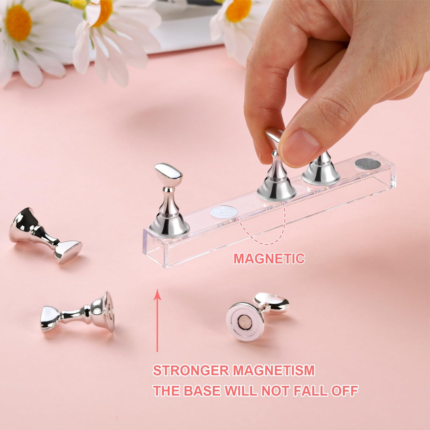 Etercycle Nail Stand Press On Nail Stand Nail Holder for Painting Nails Magnetic Nail Tips Practice Stands with 80Pcs Reusable P