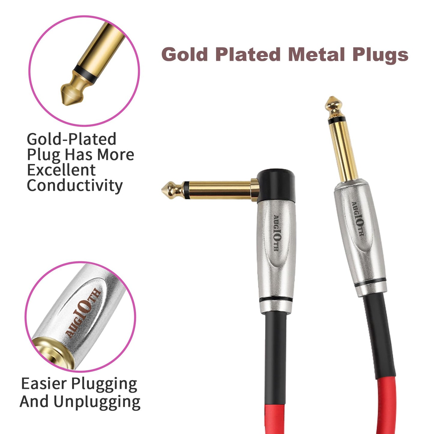 Augioth Curly Guitar Cable 30Ft, Coil Electric Instrument Guitar Bass Cord Amp Lead 1/4 Straight To Angled Light Blue