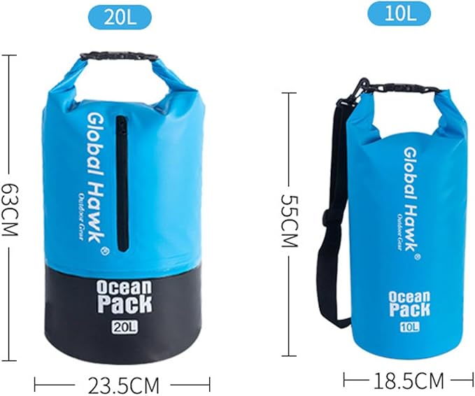 Waterproof Dry Bags: 10L, 20L Sizes - Ideal for Kayaking, Fishing, Rafting, and More! Adjustable Strap for Ultimate Convenience. Stay Dry While Adventuring (Gray, 20L)