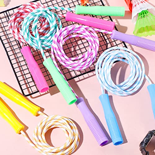 Aoriher Jump Rope for Kids Nylon Adjustable Weighted Braided Fitness Skipping Stripe Ropes with Plastic Handles 8.2 Feet f...