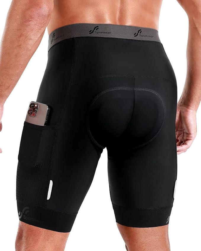 Sportneer Padded Bike Shorts for Men - 4D Padding Mens Bicycle Cycling Biking Clothing Shorts, Breathable and Absorbent