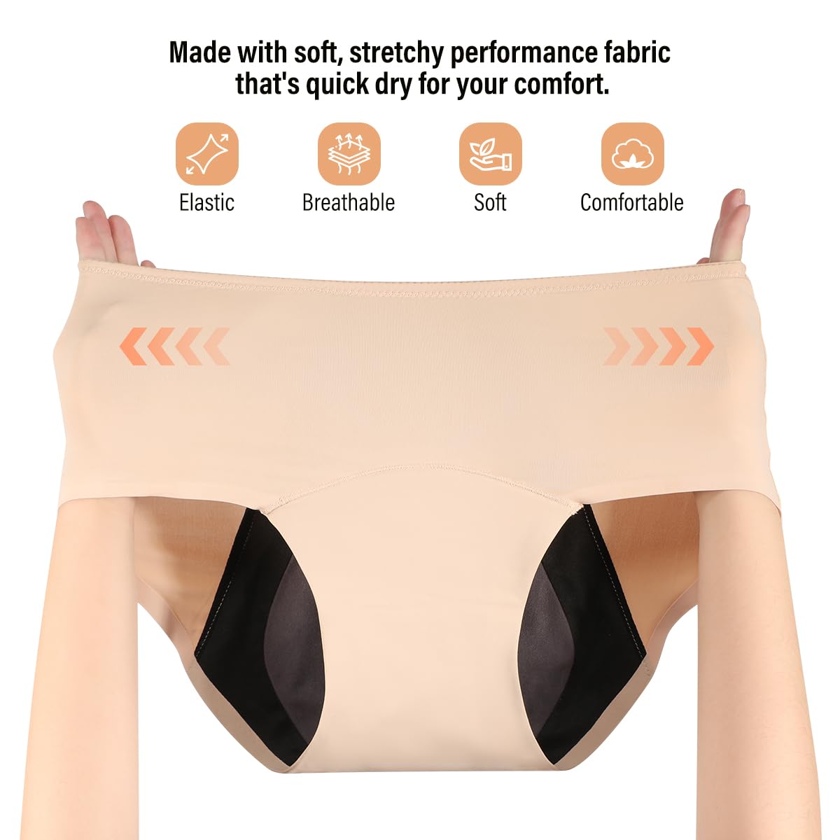 Carer Incontinence Underwear for Women Washable 150ml High Absorbent Leak Proof Underwear for Women Bladder Leak Womens Incontinence Panties 2 Pack Beige L