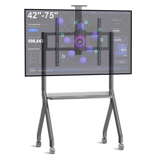 JYXOIHUB Smart Board Stand for 42"– 75" Interactive Smart Whiteboard, Height Adjustable Mobile Portable Stand with Four Lockable Wheels for Classroom Home Office Business Studio