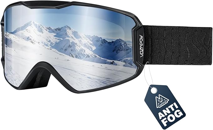 VOZAPOW Ski Goggles Over Glasses with HD Lens, 100% UV Protection Snow Snowboard Goggles Anti Fog for Men, Women, Youth