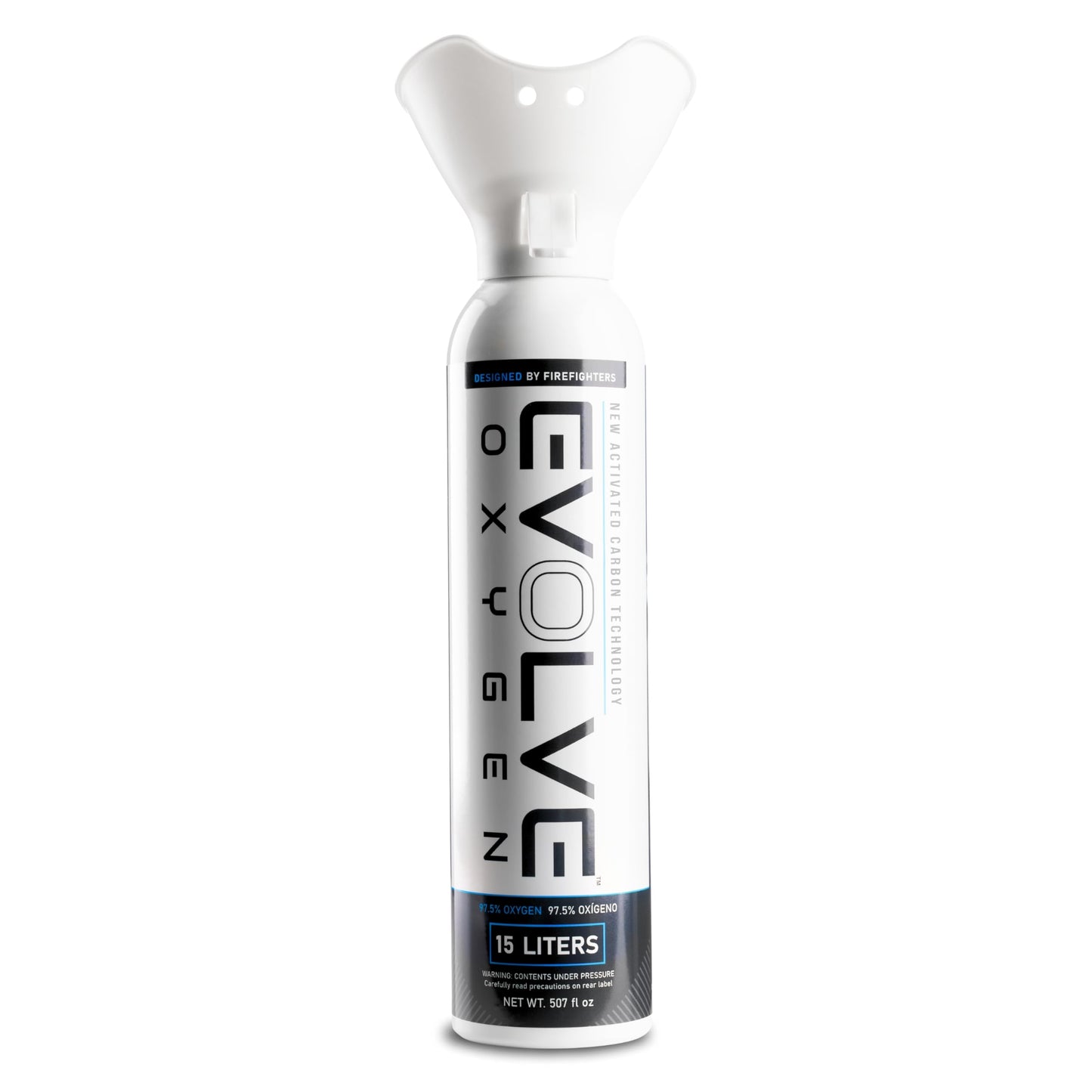 EVOLVE 15-Liter Pure Oxygen Canister with Breathing Cup | Portable Oxygen Can | Ideal for Home Use and Outdoor Activities | Designed by Firefighters | Made in The USA | Pack of 1