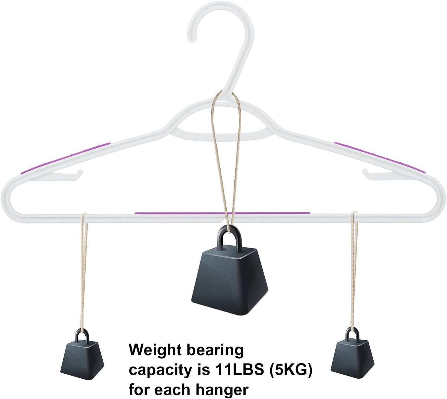 30 Pack Bendable Plastic Hangers Light-Weight Non-Slip Clothes/Suit Hangers (Purple)