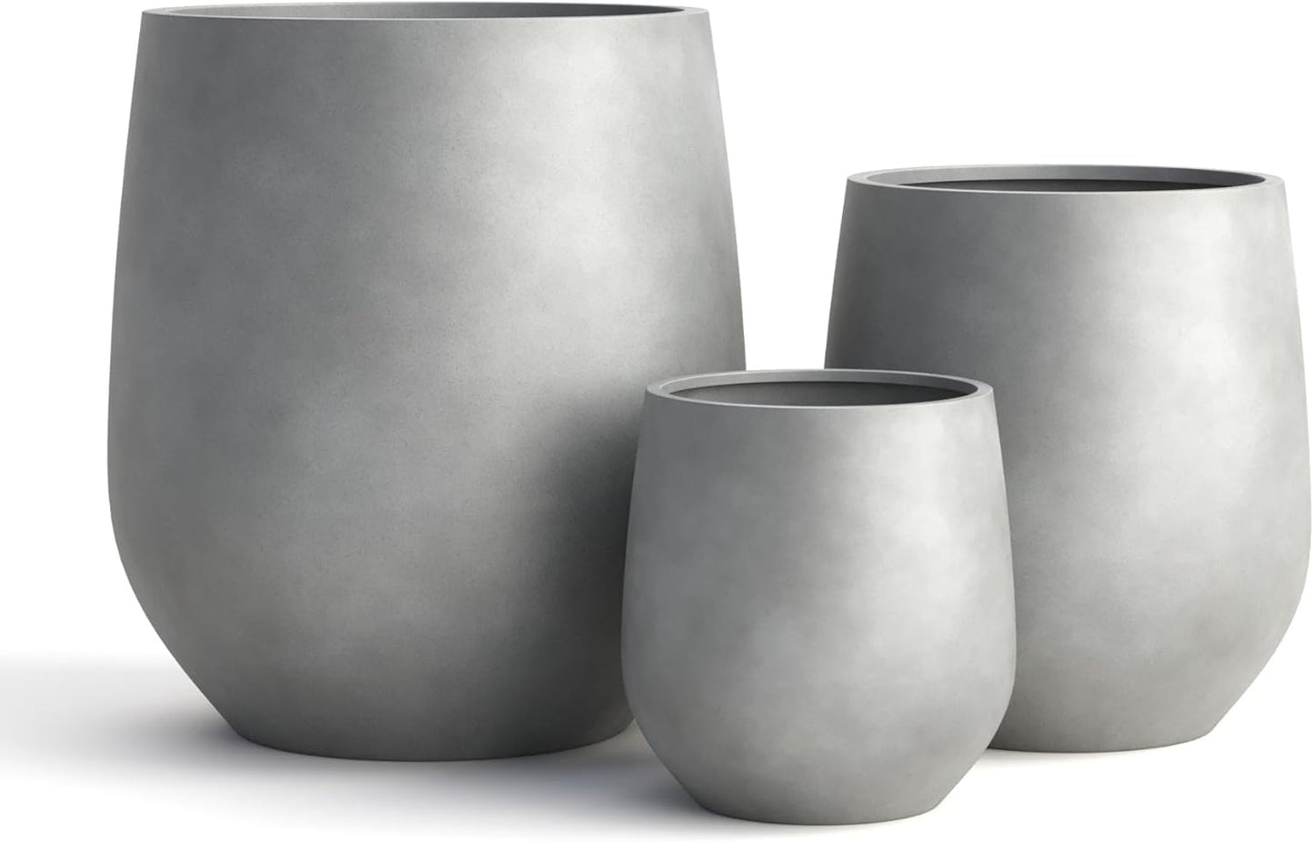DTY Signature Mount Wilson Lightweight and Durable Modern Fiberstone Tapered Planter for Indoor Outdoor, Drainage Hole & Rubber Plug, Weather Resistant, 11.8" H x 11" Dia, 8" Opening - Small, Gray