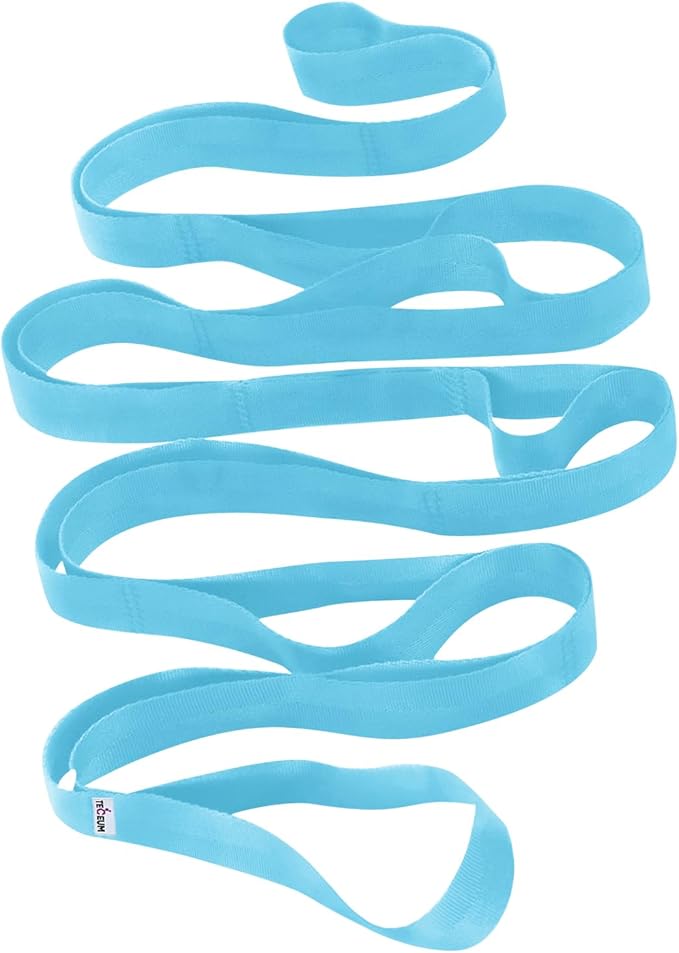 TECEUM Stretching Strap for Yoga & Physical Therapy – 10 Loops – Non-elastic Leg Stretch Straps for Stretching, Exercisin...