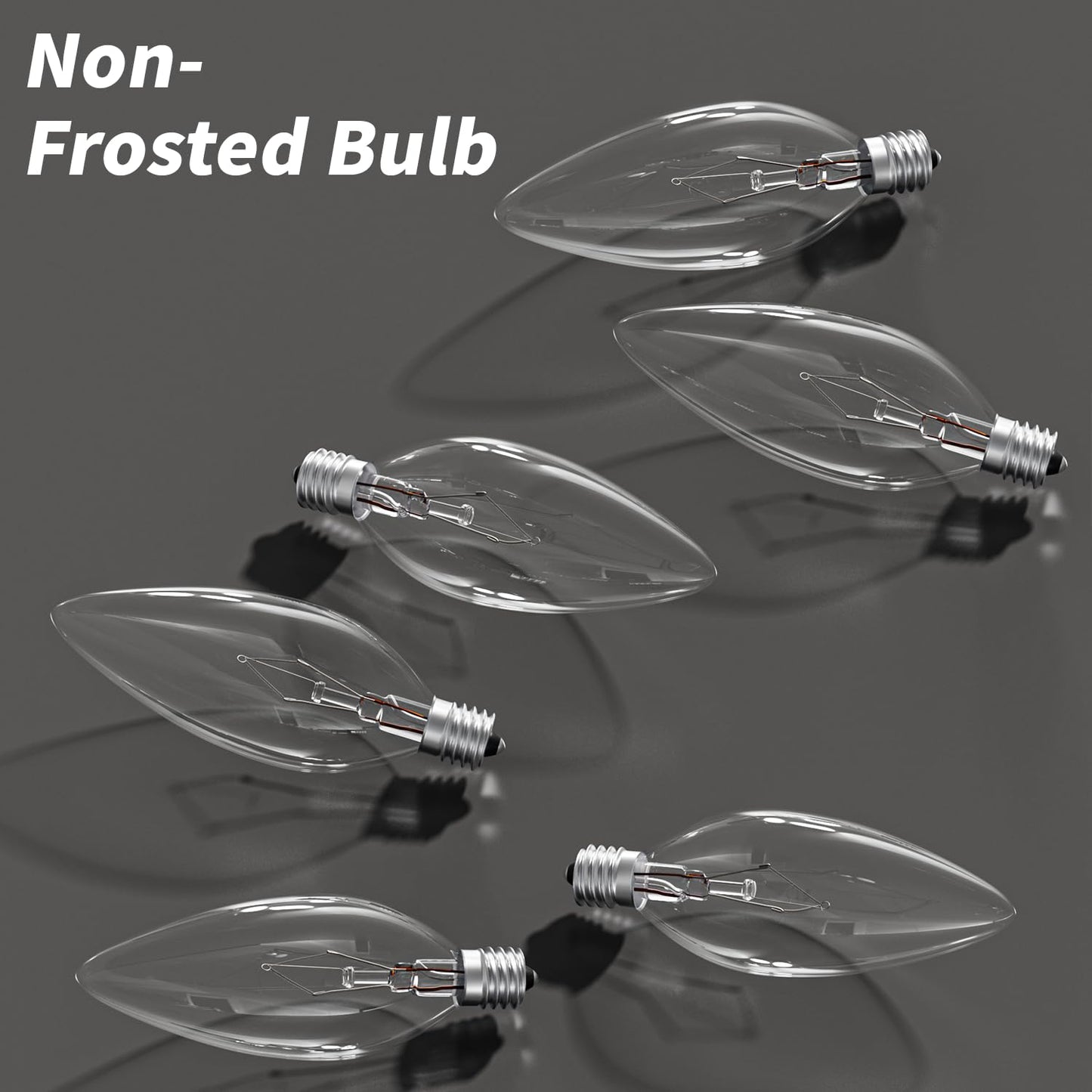 CYLYT 12-Pack E12 Candelabra Light Bulbs 40W Warm White 2500K, 380 Lumen Chandelier Light Bulb for Ceiling Fan, Indoor or Outdoor, B10 Clear Incandescent Candle Bulbs, Dimmable